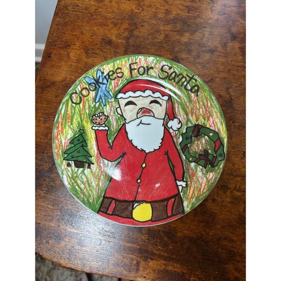 Cookies for Santa Ceramic Plate Hand Decorated Holiday Santa Plate Christmas Eve - Picture 4 of 4